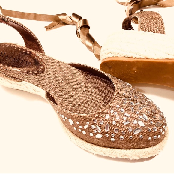 🆕 NWT Sparkler Satin-Laced Espadrilles, in Brown - Picture 2 of 8